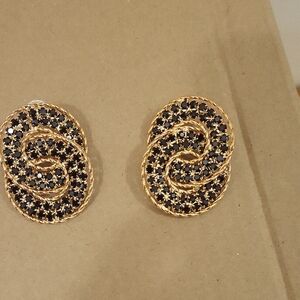 Sophisticated Gold and Black Loop Earrings
